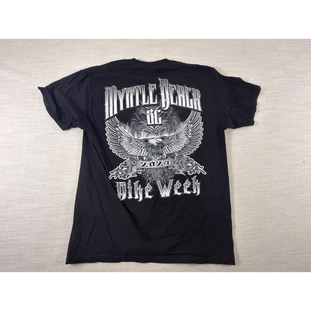 SUNA Myrtle Beach SC Bike Week 2024 Graphic T-Shirt Mens Large Black Heavyweight
